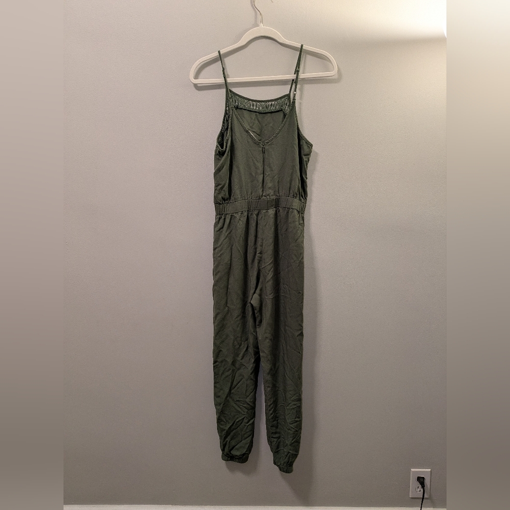 Dark Green Jumpsuit With Zippers Juniors Size M